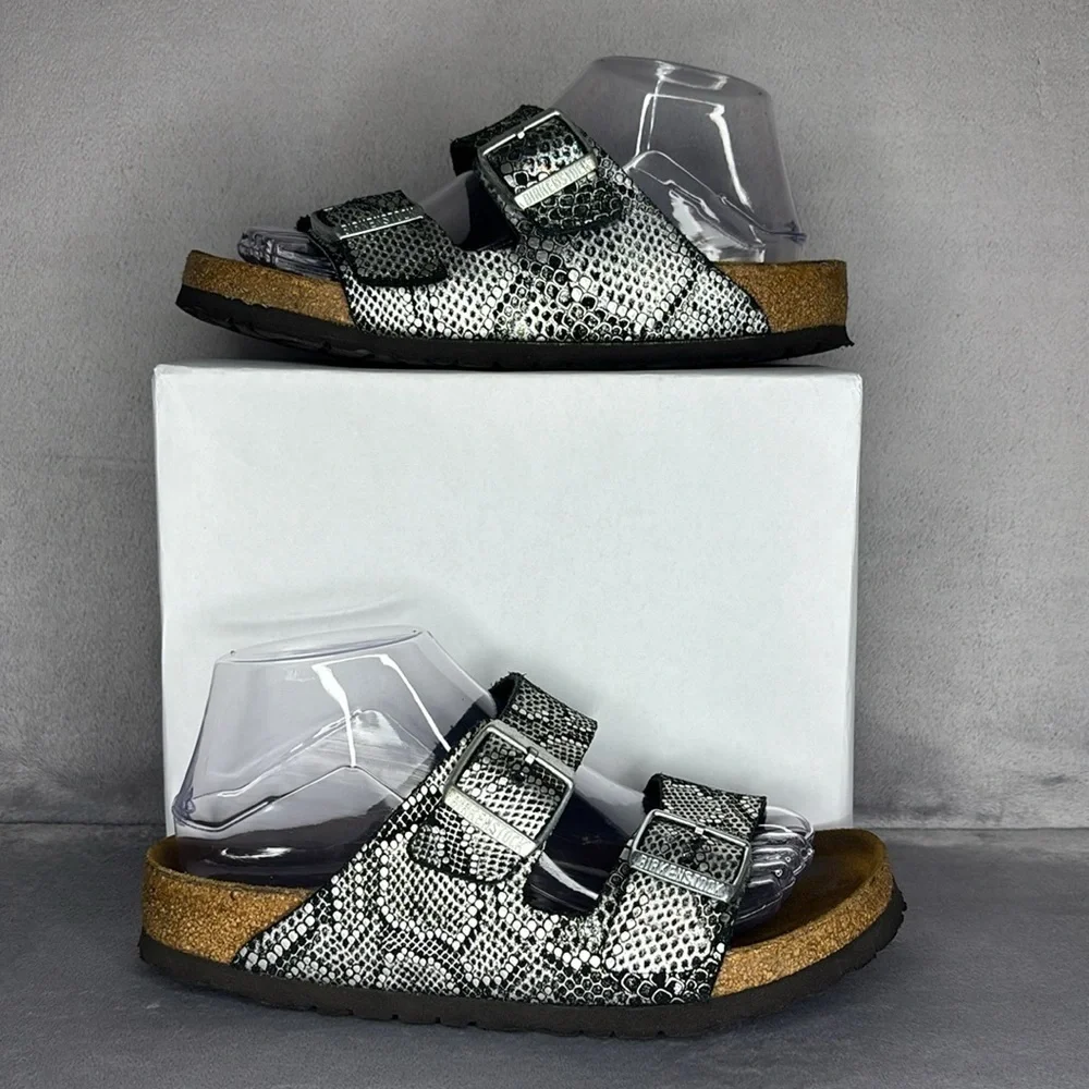Birkenstock Arizona Snake Print Leather Sandals Size 38 / 7-7.5
